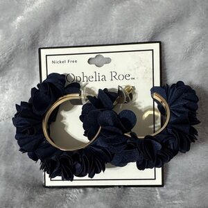 Ophelia Roe Navy Floral Hoop Earrings